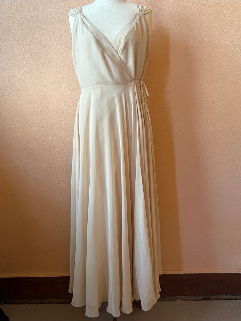 Jenny Yoo Soft Sand Dune Wrap Gown Size 16